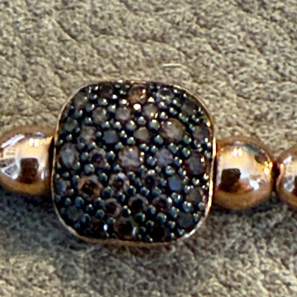 Two Italian SS Rose Gold-Plated Bead Bracelets w/Pave Set Swarovski Crystal NWOT - Picture 5 of 5